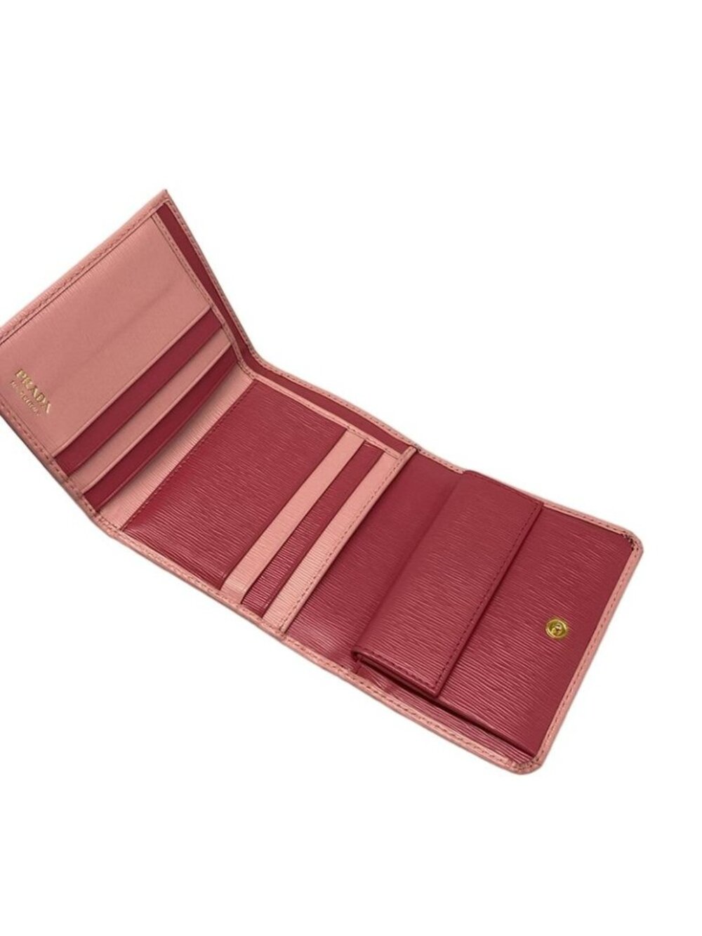 Prada Trifold Wallet 1 Mh176 Pink Leather - Picture 3 of 7